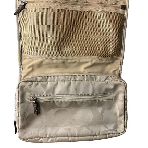 COACH Tan Signature Nylon Make Up Cosmetic Case Traveler Case - Picture 6 of 11